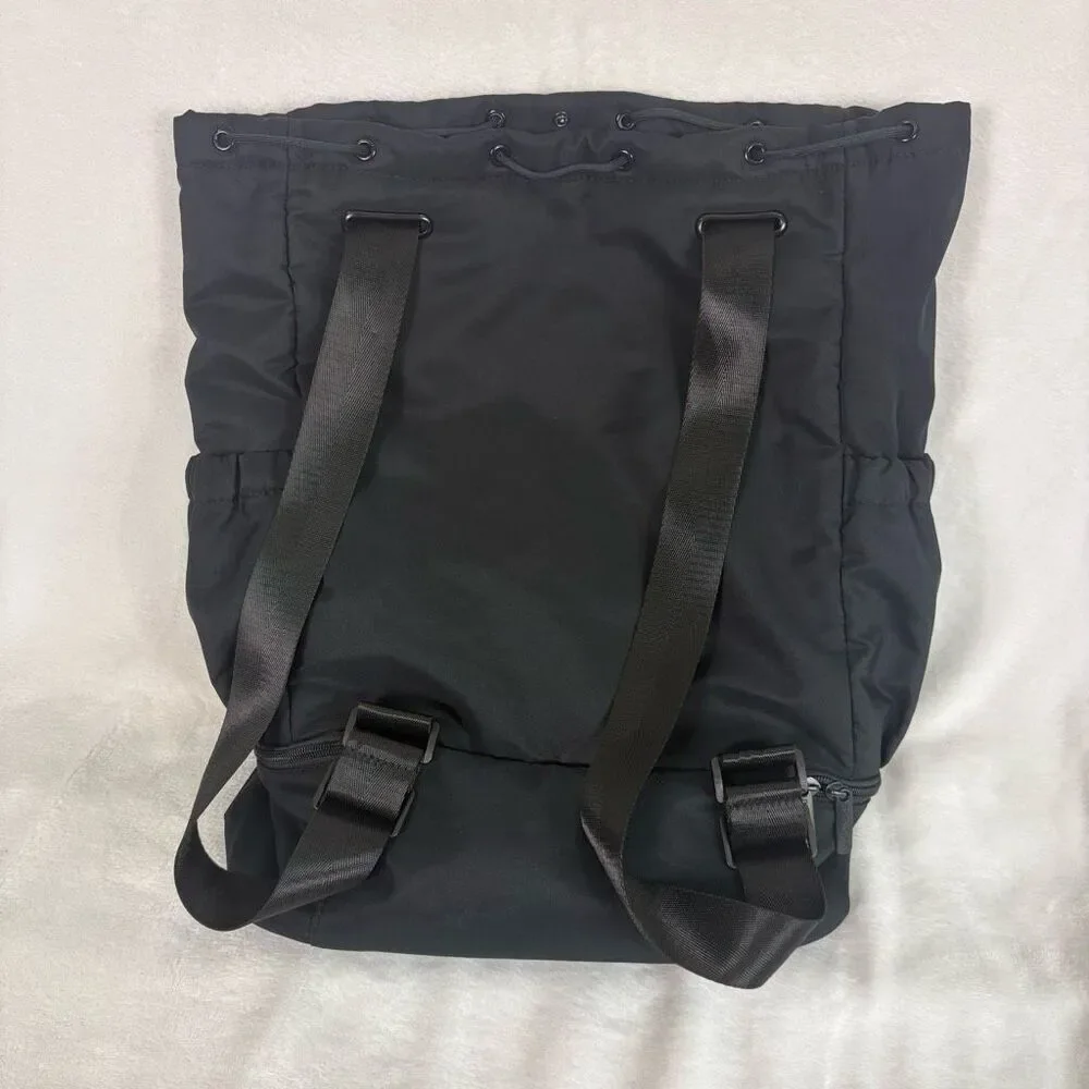 Beyond‎ Yoga Black Drawstring Top Tote Backpack Bag Medium